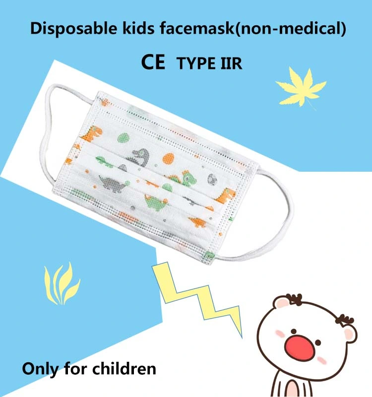 Wholesale Custom 3 Ply Earloop Kids Cartoon Printed Face Mask Approved Masques Printed Respirator Disposable Baby Mask