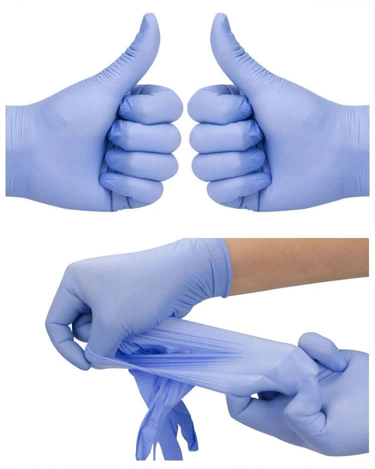 Hospital Work Exam Blue Nitryl Sterile Protective Working Surgical Powder Free Hand Examination Safety Medical Nitrile Disposable Gloves