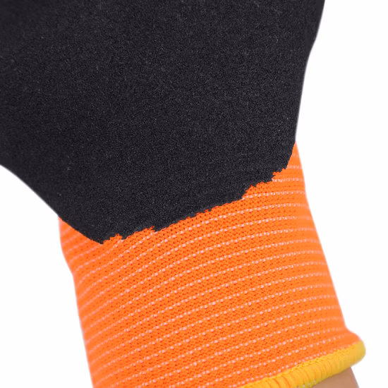 Spandex calibre 15 CE más forro de nailon con guantes recubiertos de arena de nitrilo